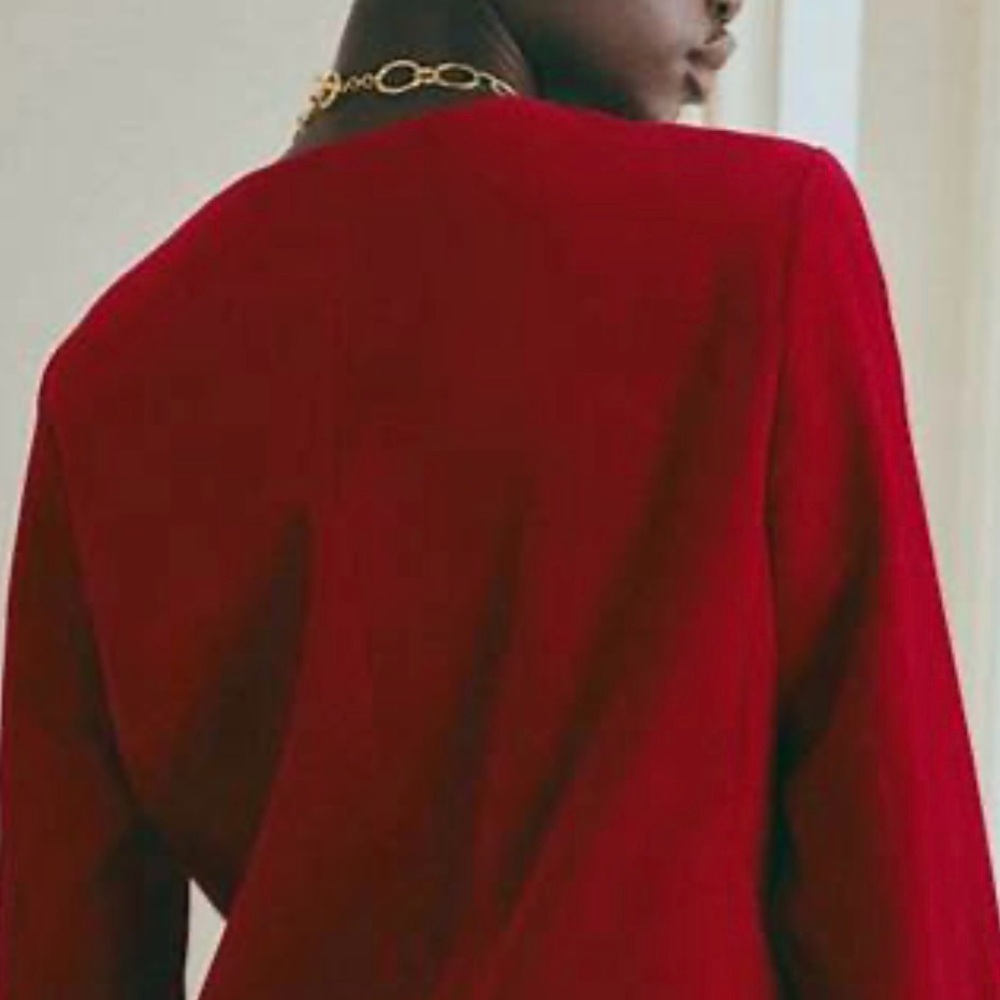 Sezane Red Marlys Button-Front Jacket - Picture 4 of 13